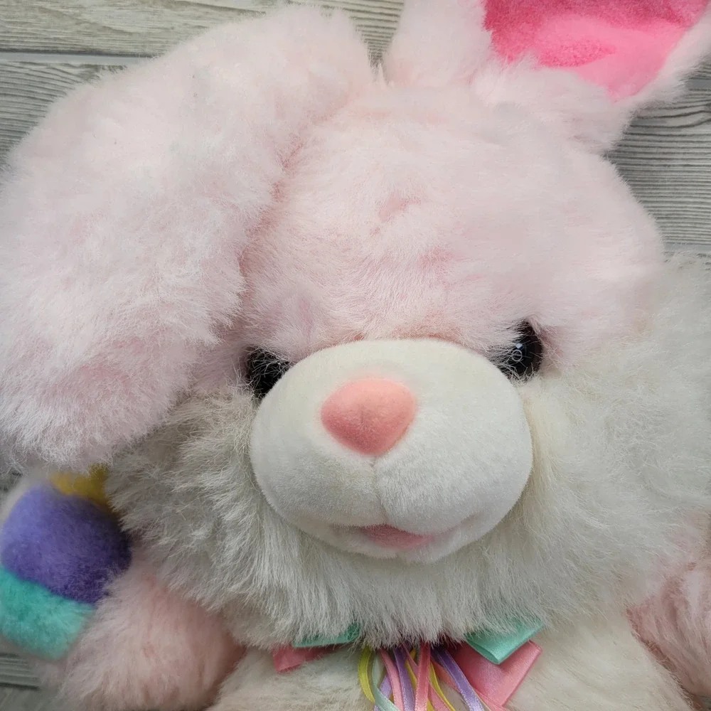 TB Trading Pink Easter Bunny Plush Stuffed Animal Long Hair Pastel Rainbow‎ Paws